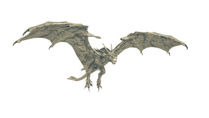 dragon is floating on white background side view