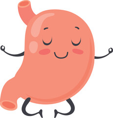 Calm happy stomach. Digestion mascot with smiling face