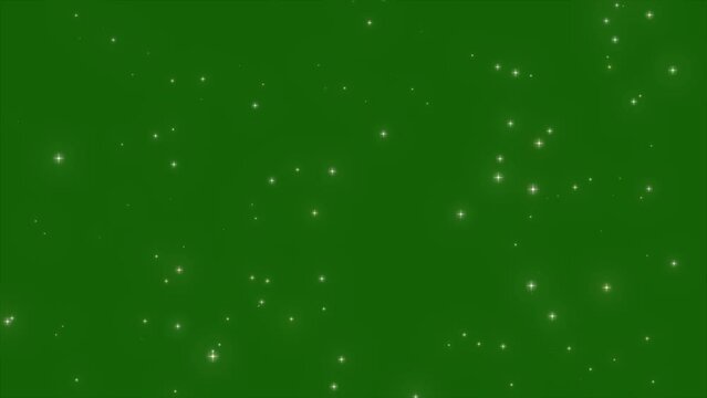 Stars Moving On Green screen Background, Animation Of Blinking Stars Moving On Black Background, Glittering Particle Glowing Start Background Deep Space, Glowing Twinkle Star Moving In Sky On Green 