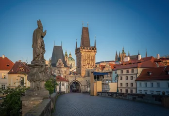 Foto op Plexiglas anti-reflex Charles Bridge and Lesser Town Bridge Tower - Prague, Czech Republic © diegograndi