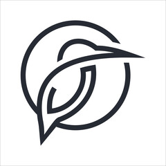 Vector kingfishers bird (Alcedo atthis) on white background. Bird Design. Kingfishers logo or icon.
