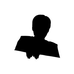 Vector silhouettes of women. Woman portrait shape. Black color on isolated white background. Graphic illustration. EPS10.