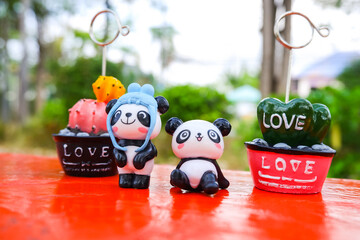 The cuteness of panda bears in the festival of love Valentine's Day clear image after blur © Pichet