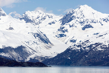 Fototapeta na wymiar Glacier Bay National Park High Snowy Mountains