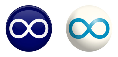 Infinity symbol in blue sphere or 3d circle