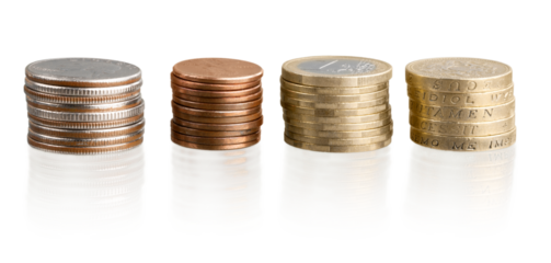 Big stacks of metal Coins money