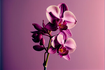 Single Orchid Flower on solid pink background