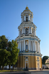 Fototapeta na wymiar The Great bell tower of Holy Assumption Pechersk Lavra cathedral ancient cave monastery of Kyiv, Ukraine