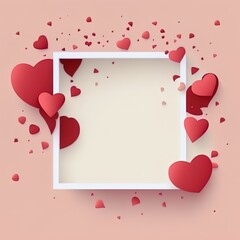 Minimalistic and Romantic Valentine's Day Background with Cute Illustrations of Hearts