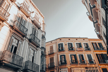 Fototapeta na wymiar Spanish architecture, buildings in Malaga, Andalusia, Spain
