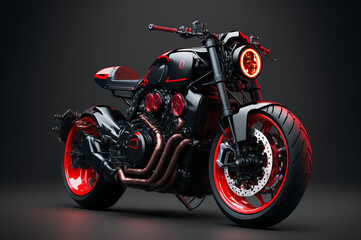 Ultimate custom Cafe Fighter, Cafe Racer Motorcycle. Created by Generative AI. Wallpaper 