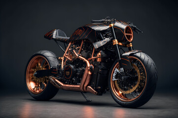 Obraz na płótnie Canvas Ultimate custom Cafe Fighter, Cafe Racer Motorcycle. Created by Generative AI. Wallpaper 