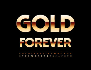 Fototapeta na wymiar Vector premium Emblem Gold Forever. Modern creative Font. Artistic Alphabet Letters, Numbers and Symbols