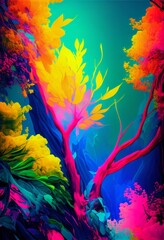 Obraz na płótnie Canvas Painted bright multicolored nature