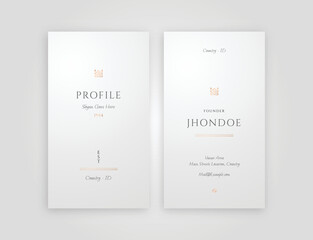 Feminin Luxury, Verical Editable Business Card Template, Gold and Black In white Background