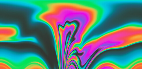 Abstract trippy background with ebru marbling texture and colorful leaks. 