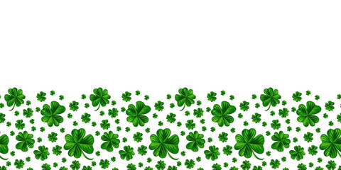 Watercolor hand drawn four leaf clover for St. Patrick's Day for good luck. Element isolated on white background