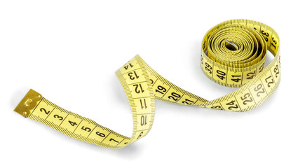 Yellow tape measure or centimeter rolled up