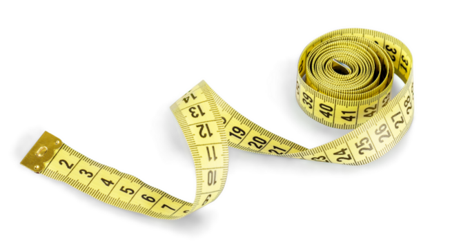 Yellow tape measure or centimeter rolled up