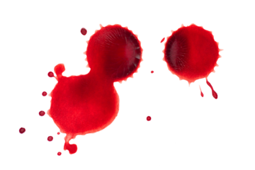 Gore close up. Blood drops isolated png with transparency
