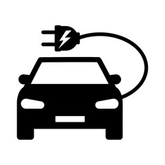 Electric car icon. Environmentally friendly electric auto vehicle concept. 