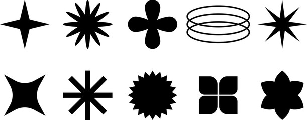 Brutalism shapes icons. PNG image