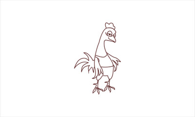vector line art cartoon chicken character