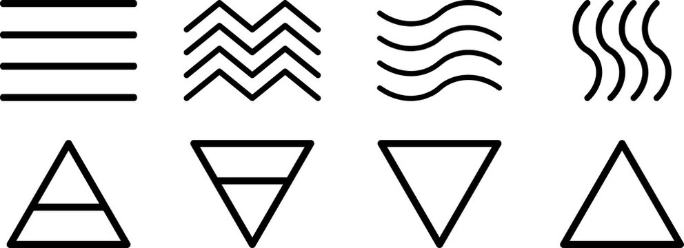 Set of four elements icons. Wind, fire, water, earth symbol. Pictograph symbols. PNG image
