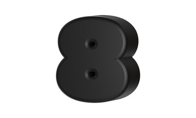 number eight (8) 3D text render. Bold and Black. Black Friday
