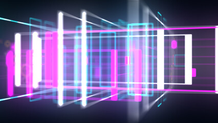 Fototapeta premium Colorful 3D geometrical neon space background VJ loop. Glossy colorful shapes