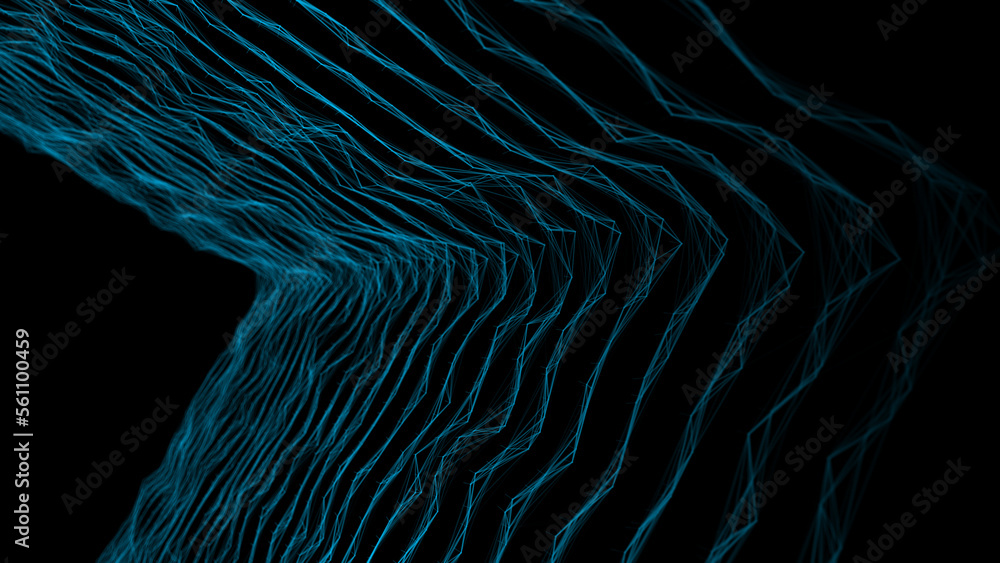 Poster digital path with linear connections. molecular interweaving of lines. technological connections of 