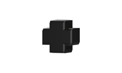 Obraz premium Plus sign (+) 3D text render. Bold and Black. Black Friday