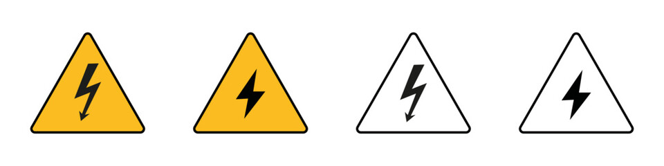 high voltage sign set. Black and white high voltage. Vector illustration.