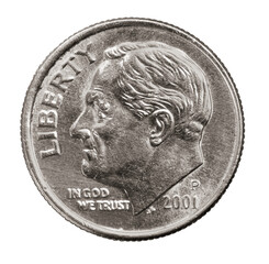 US One Dime currency money coin