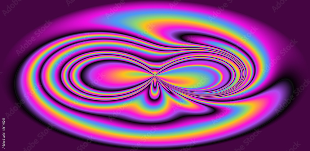 Poster composition of a rainbow concentric circles. abstractionism and color field digital painting.