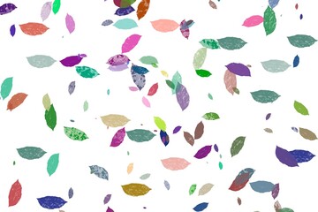 Ilustracja kolorowe listki na białym tle, fruwające liście.