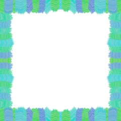 Białe tło z niebiesko- zieloną ramką, malowana framuga.
