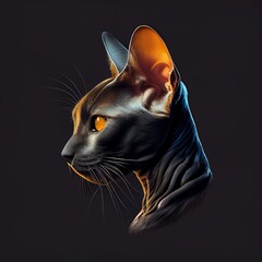 Shorthair cat breed isolated on a black background. Generative AI