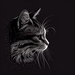 Obraz premium Bobtail cat breed isolated on a black background. Generative AI