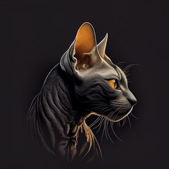 Singapura cat breed isolated on a black background. Generative AI