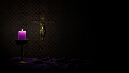 Lent. Time for penance, prayer, almsgiving. Quiet time - 3D illustration