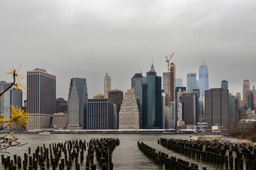 Fototapeta premium Lower Manhattan, viewed from Brooklyn Bridge Park. 