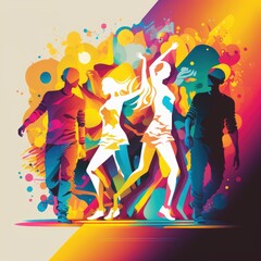 Fototapeta na wymiar Generative AI illustration of people dancing in the club