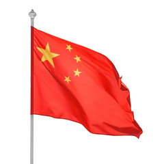 Chinese flag on flagpole. Isolated png with transparency - 561103821