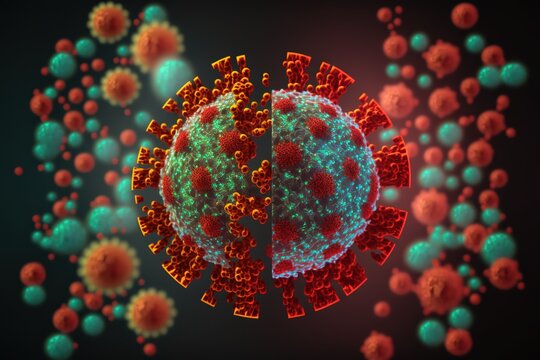 Concept of SARS-CoV-2 or 2019-ncov coronavirus stock photo COVID-19, Virus, Biological Cell, Disease, Viral