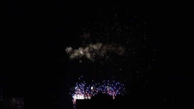 Holiday welcome fireworks - colorful rockets