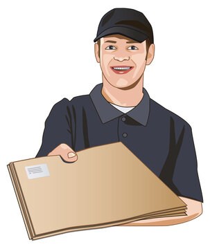 postbote, postbote, email, buchstaben, postale, postamt, tr&auml;ger, bote, uniform, amerika, uns, dienstleistungen, siegel, gestempelt, papier, schneckenpost, l&auml;chelnd, freudig, m&auml;nnlich, mann, meldungen,