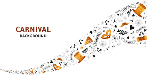 Brazilian Carnival Background Mardi Gras Party Vector Design for carnaval, mardi gras, festival, masquerade,parade. Template for design invitation, flyer poster, banners.