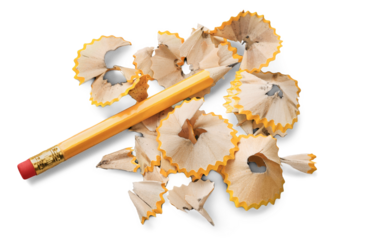 A plain regular orange office pencil shavings