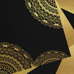 Black and gold mandala background. Modern backdrop leather texture